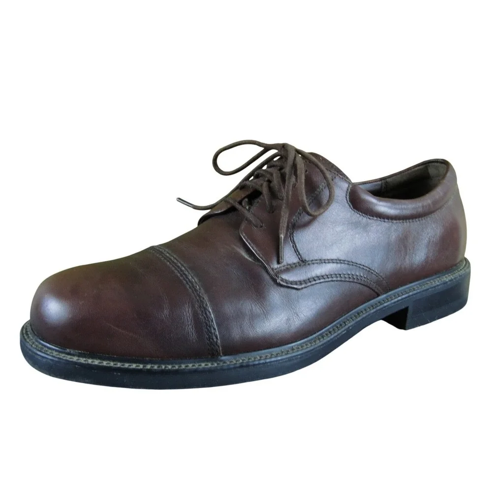 Hunter's Bay Leather Oxford‎ Men's 12 Brown Dress Shoes Comfort Classic Style